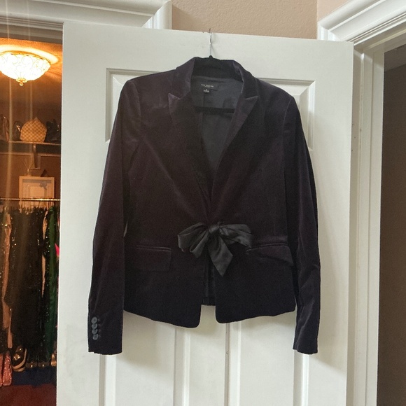 Ann TAYLOR EGGPLANT VELVET BLAZER TIE SASH - Picture 1 of 3